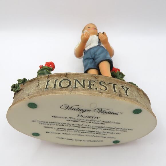 Demdaco Vintage Virtues Honesty Figurine Boy with Baseball 2003 Kathy Killip - Picture 9 of 12